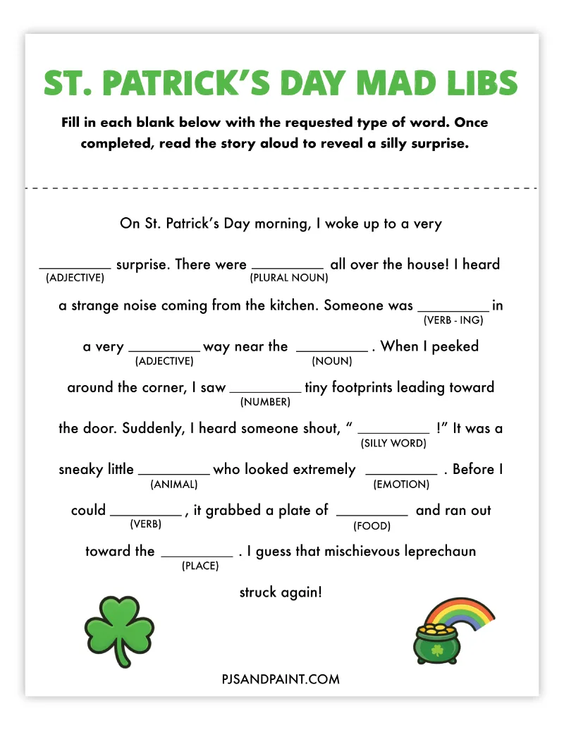 st patricks day mad libs