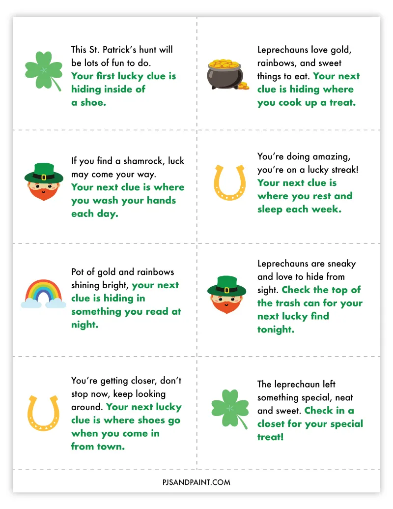 st patricks day riddle scavenger hunt
