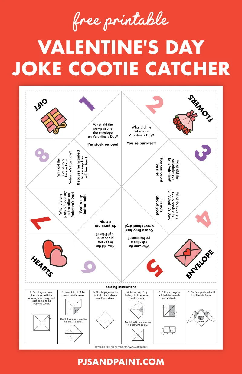 valentines day joke cootie catcher free