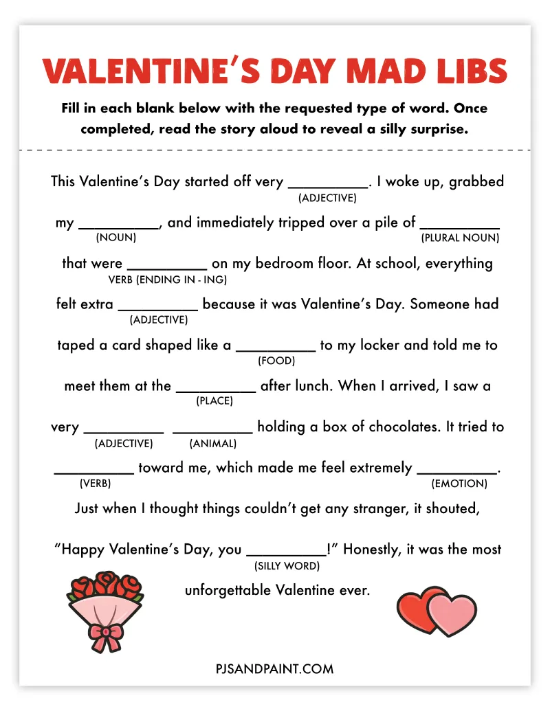 20 free printable valentine's day games and activities - pjs and paint