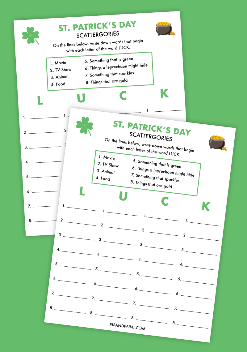 st patricks day scattergories free