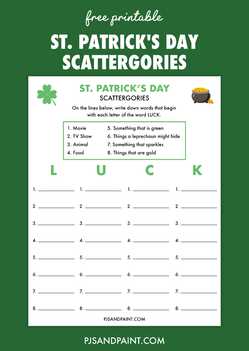 st patricks day scattergories game