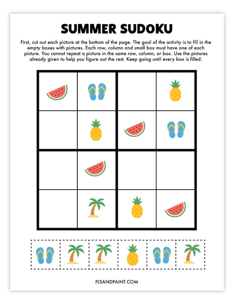 16 Free Printable Summer Games and Activities - Pjs and Paint