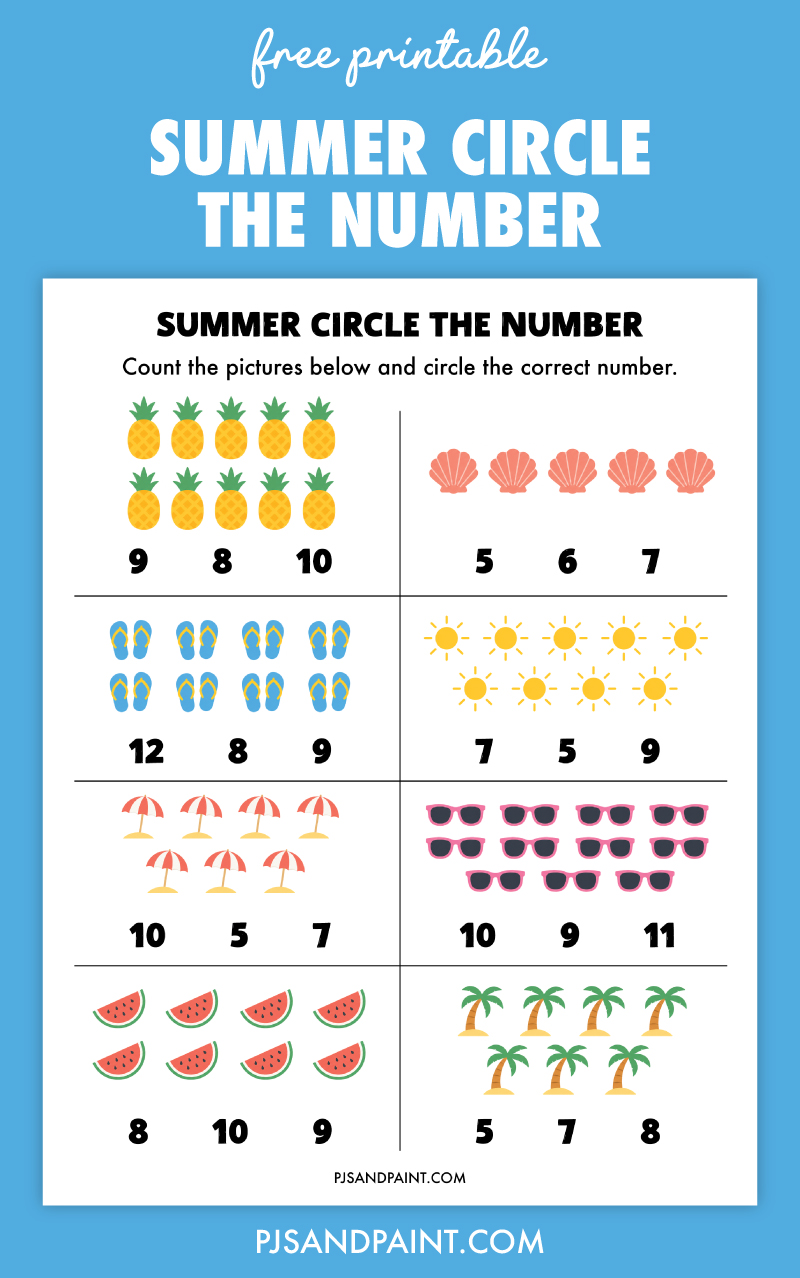 free printable summer circle the number