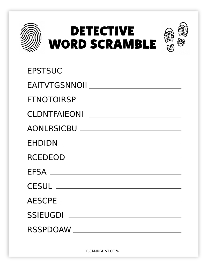 detective word scramble