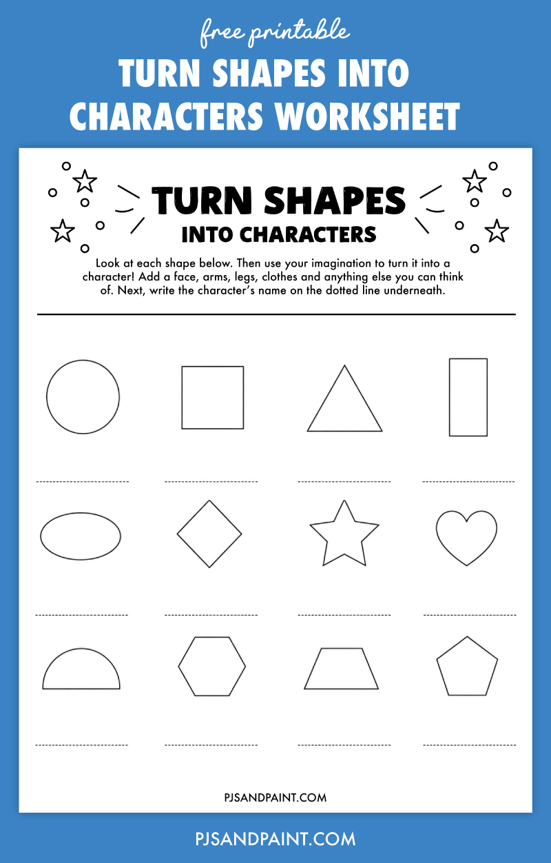 turn shapes into characters worksheet