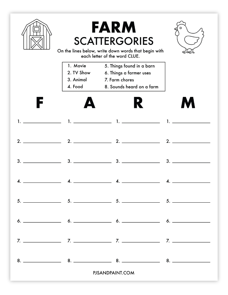 farm scattergories