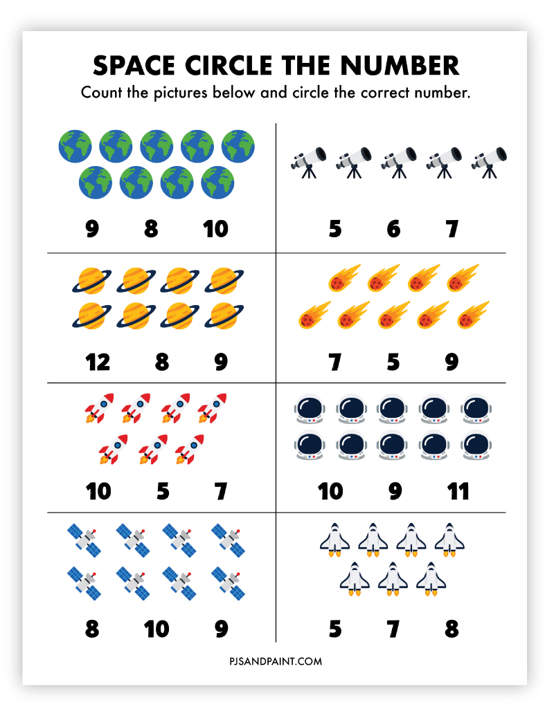 space circle the number