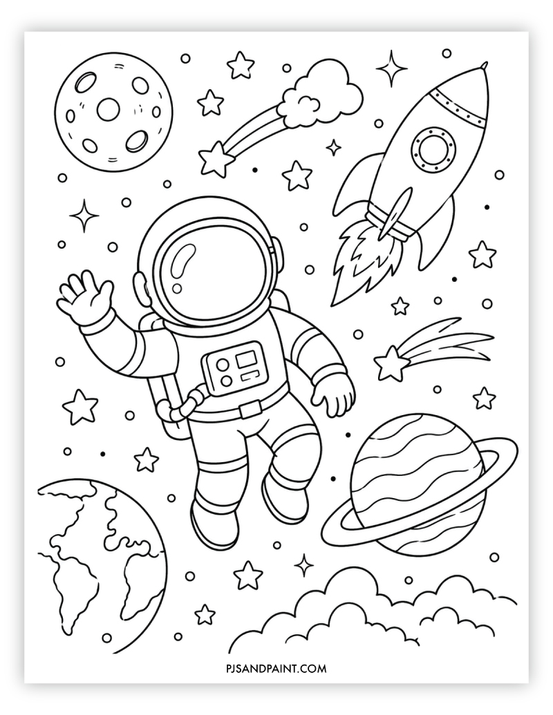 space coloring page