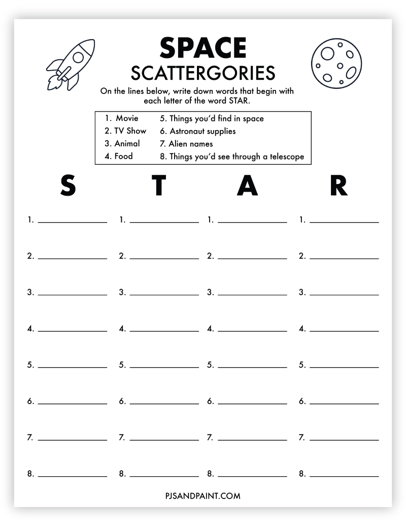 space scattergories
