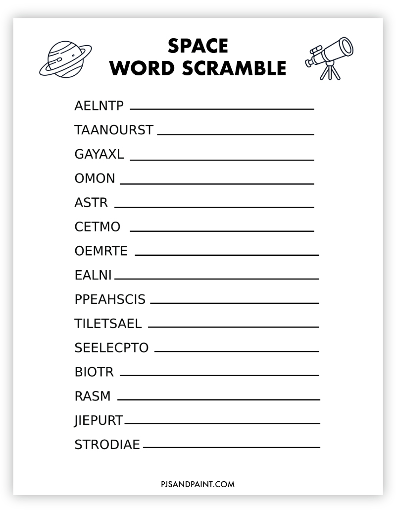 space word scramble