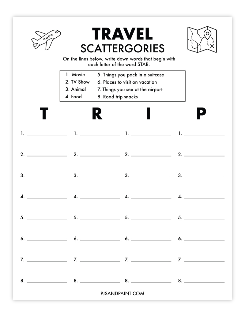travel scattergories