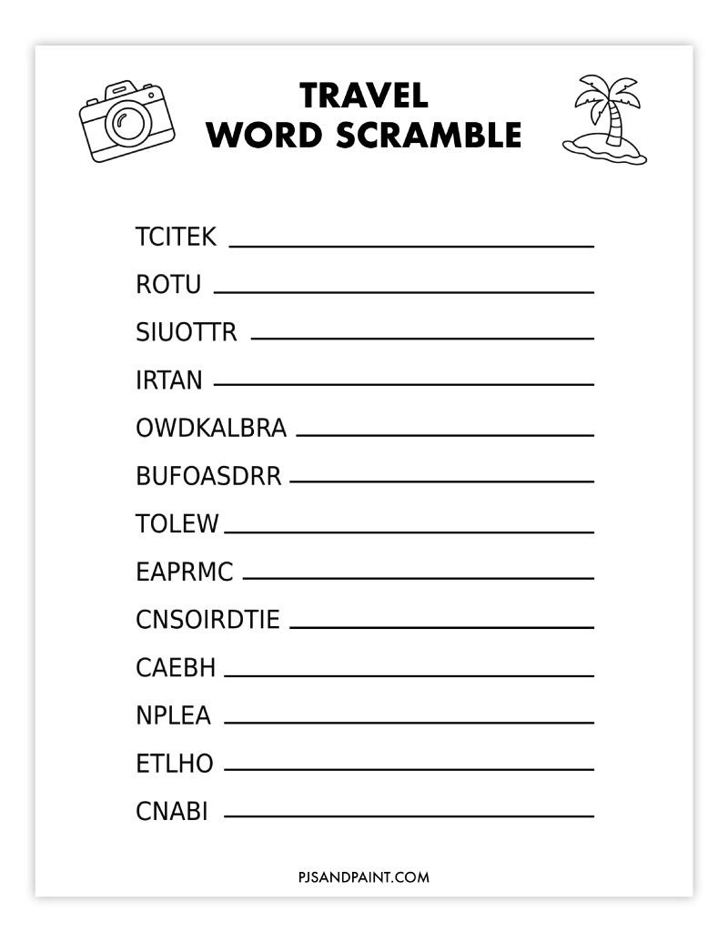 travel word scramble