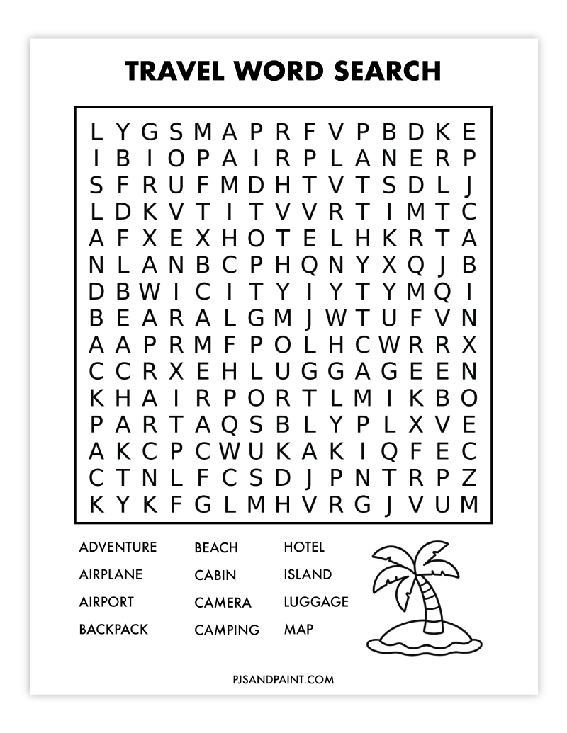 travel word search