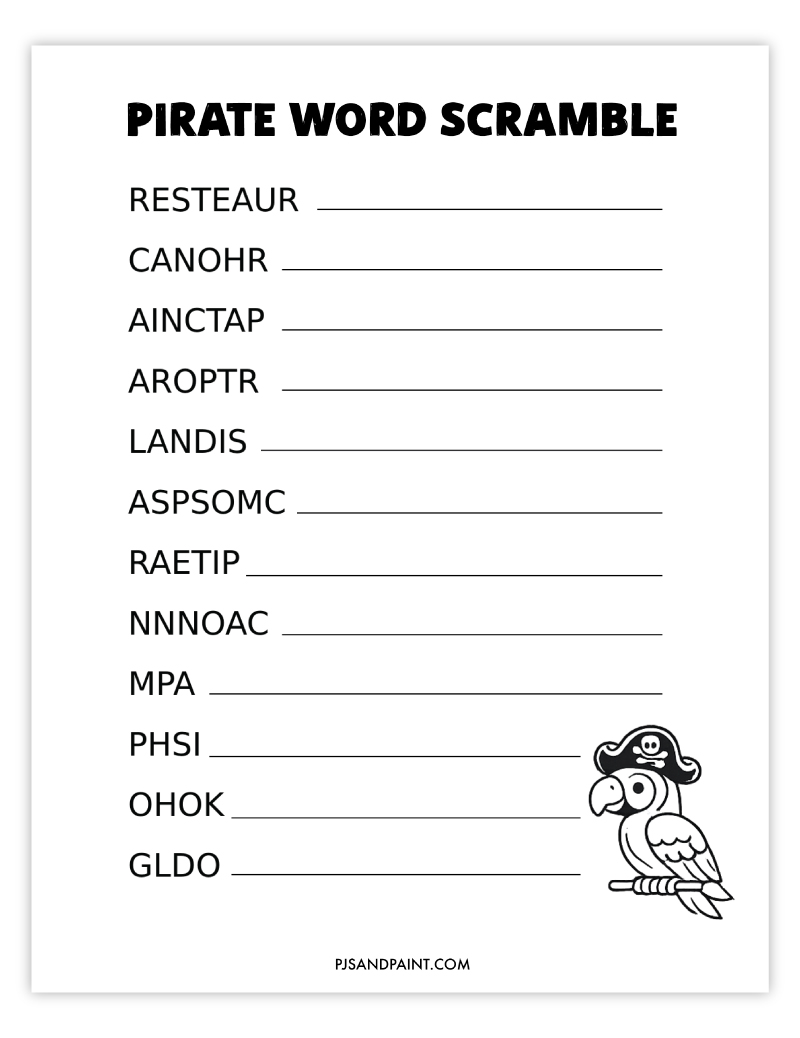pirate word scramble