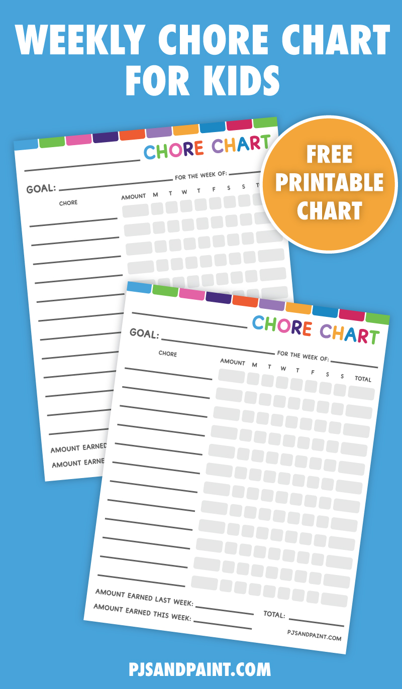 printable weekly chore chart for kids