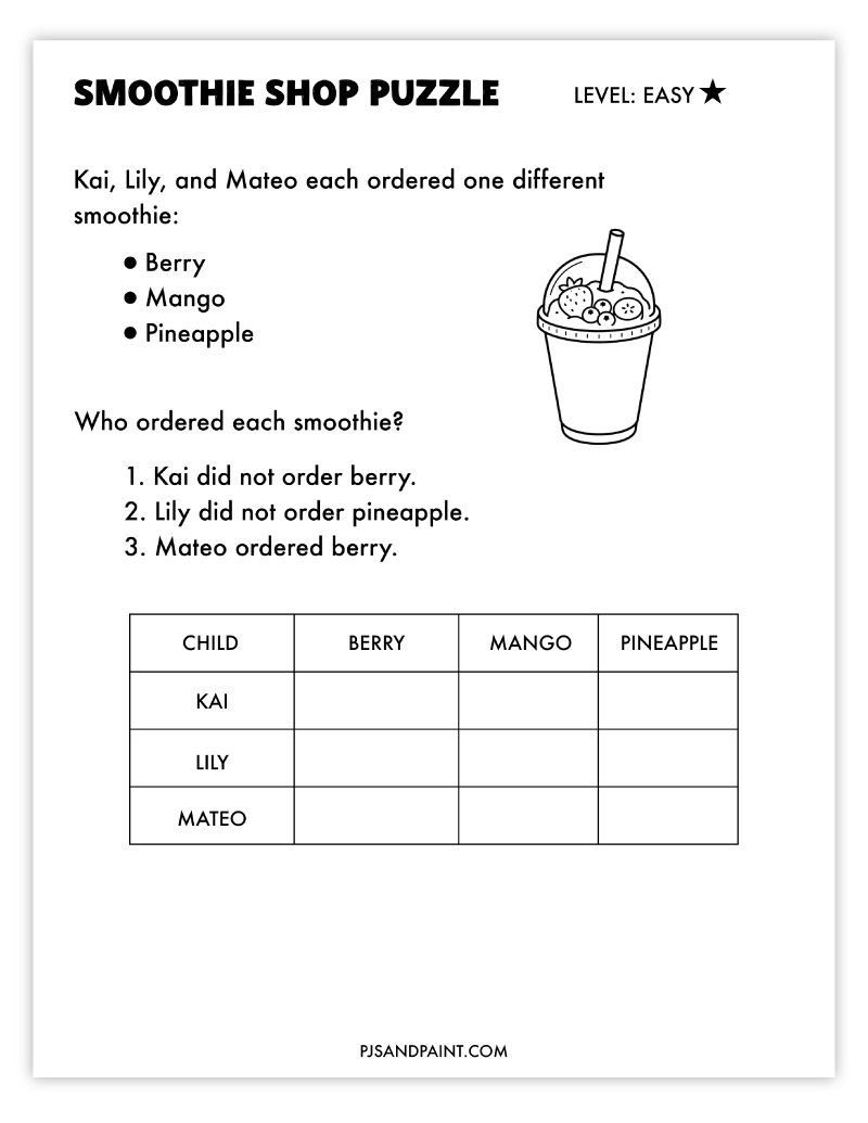 smoothie shop puzzle