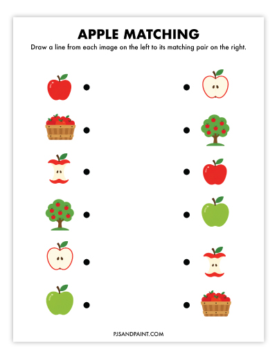 apple matching worksheet