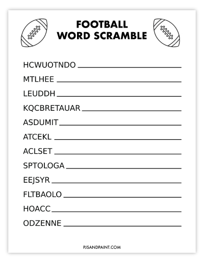 football word scramble