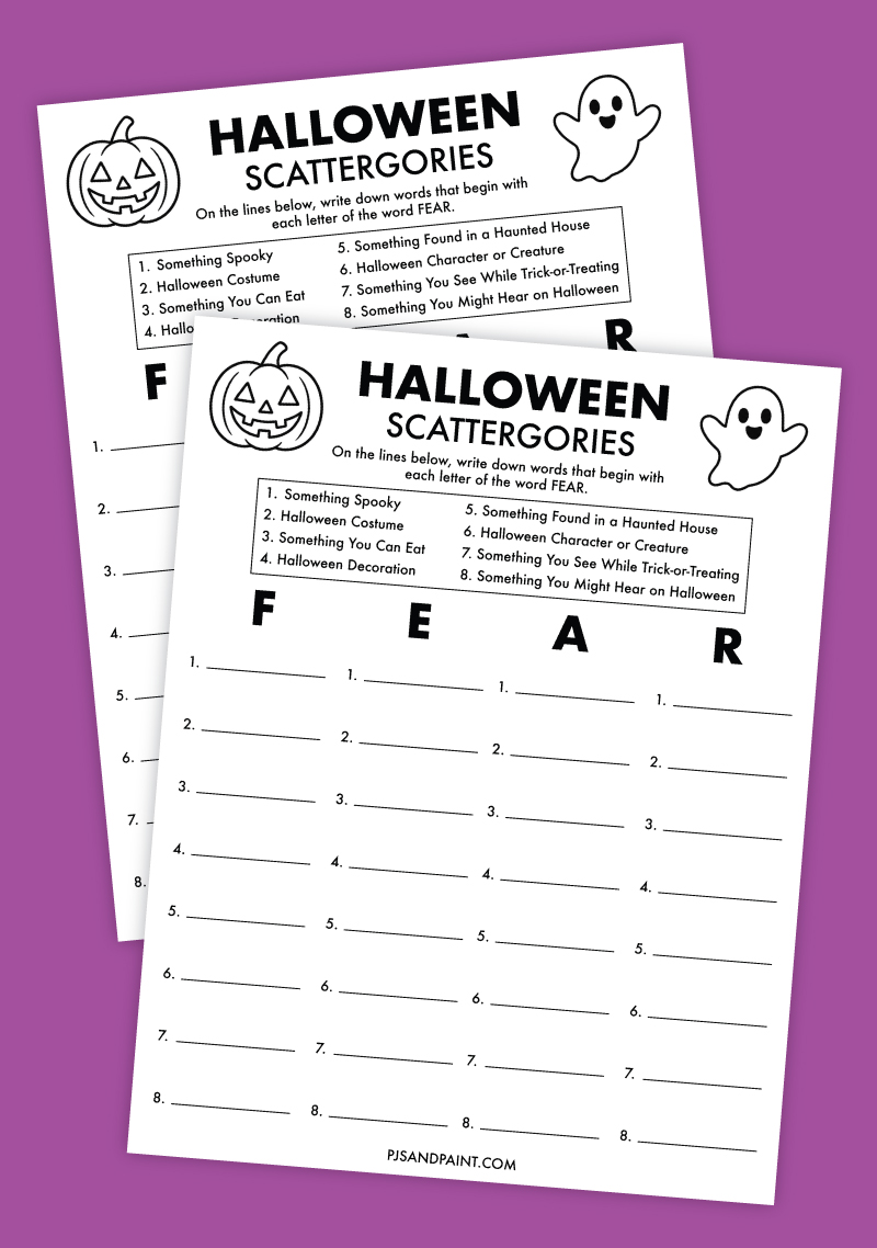 halloween scattergories free