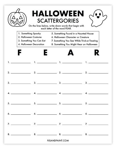 halloween scattergories