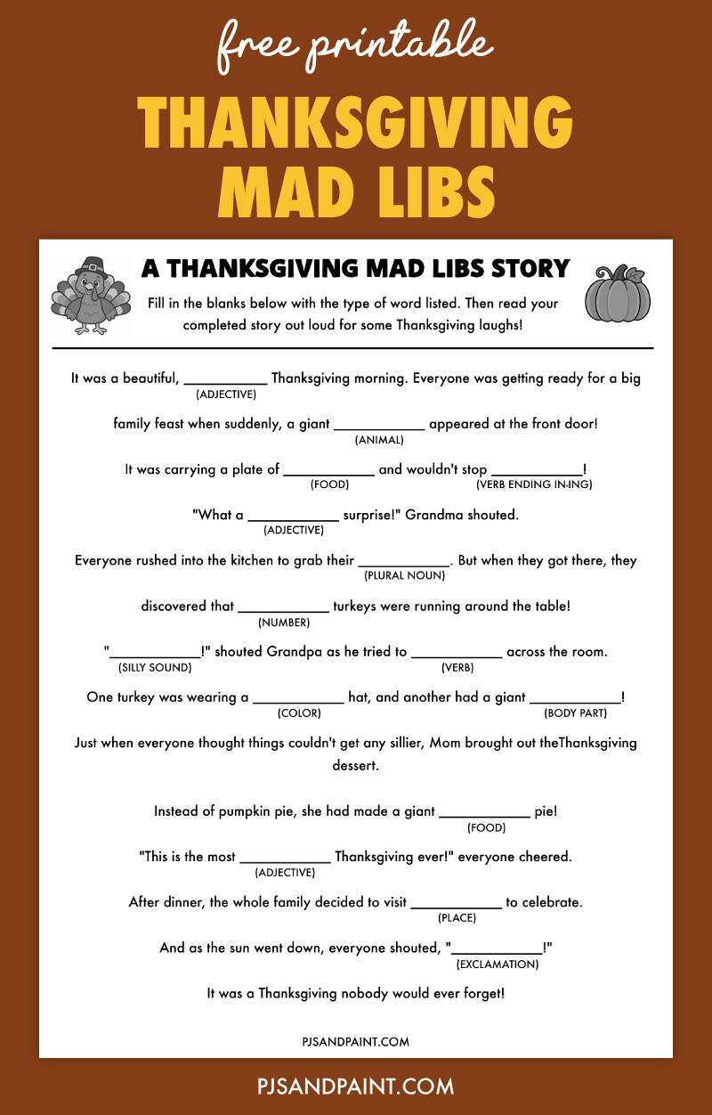 free printable thanksgiving mad libs