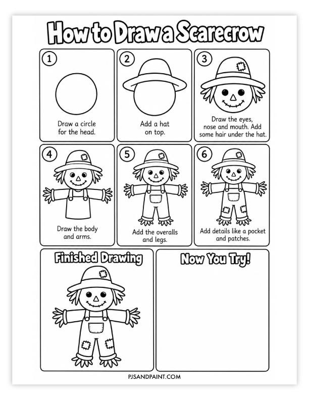 how to draw a scarecrow