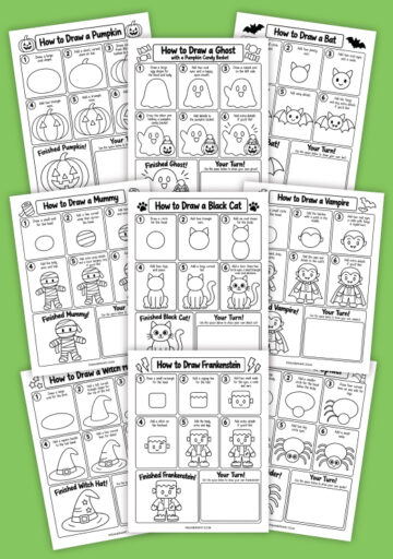 9 Free Printable How to Draw Halloween Worksheets - Pjs and Paint