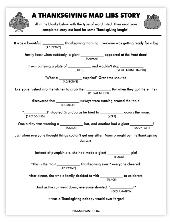 thanksgiving mad libs